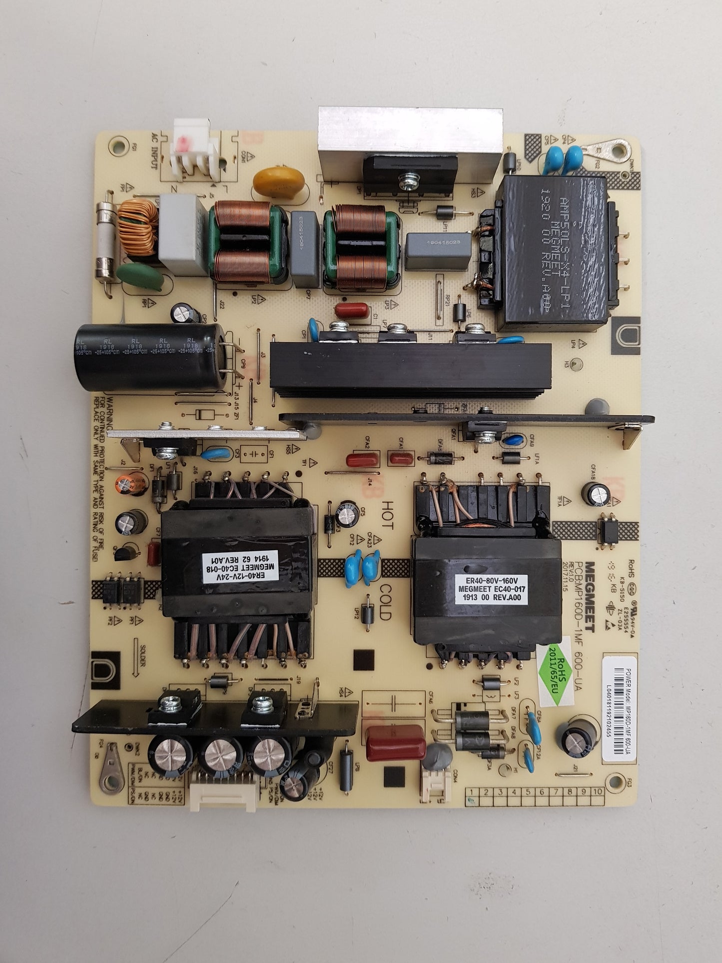 GENUINE HITACHI 50UHDSM8 POWER SUPPLY BOARD MP160D-1MF 600-UA
