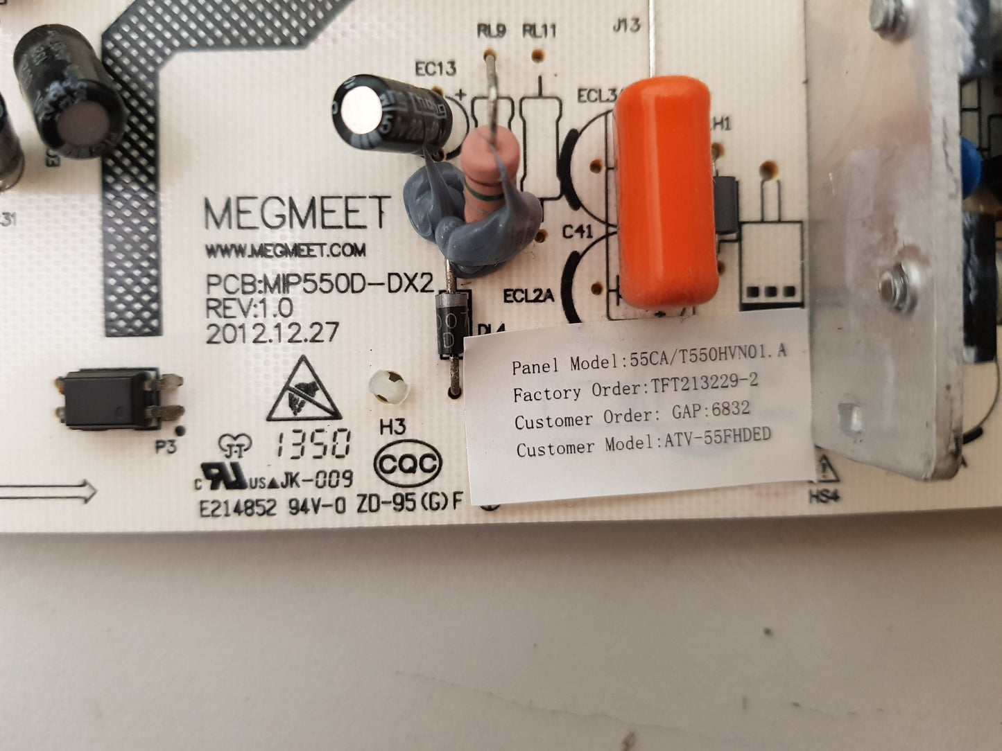GENUINE BAUHN ATV-55FHDED POWER SUPPLY BOARD MIP550D-JXT MIP550D-DX2