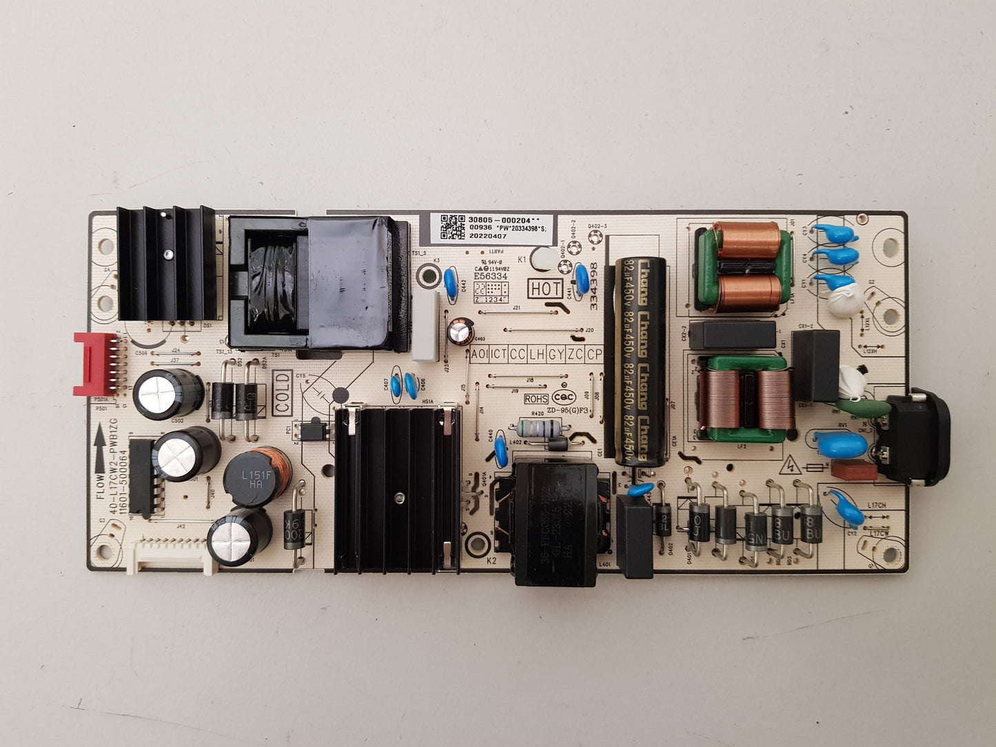 TCL 55C635 POWER SUPPLY BOARD PW-20334398 40-L17CW2-PWB1ZG 11601-500064