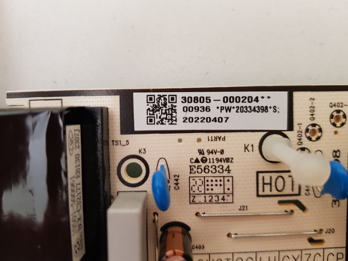 TCL 55C635 POWER SUPPLY BOARD PW-20334398 40-L17CW2-PWB1ZG 11601-500064