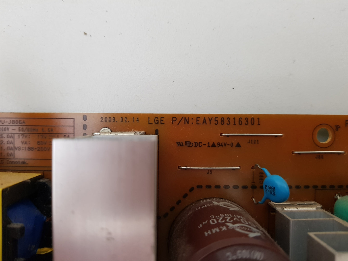 LG 50PQ20D POWER SUPPLY BOARD PSPU-J806A 2300KPG085C-F EAY58316301