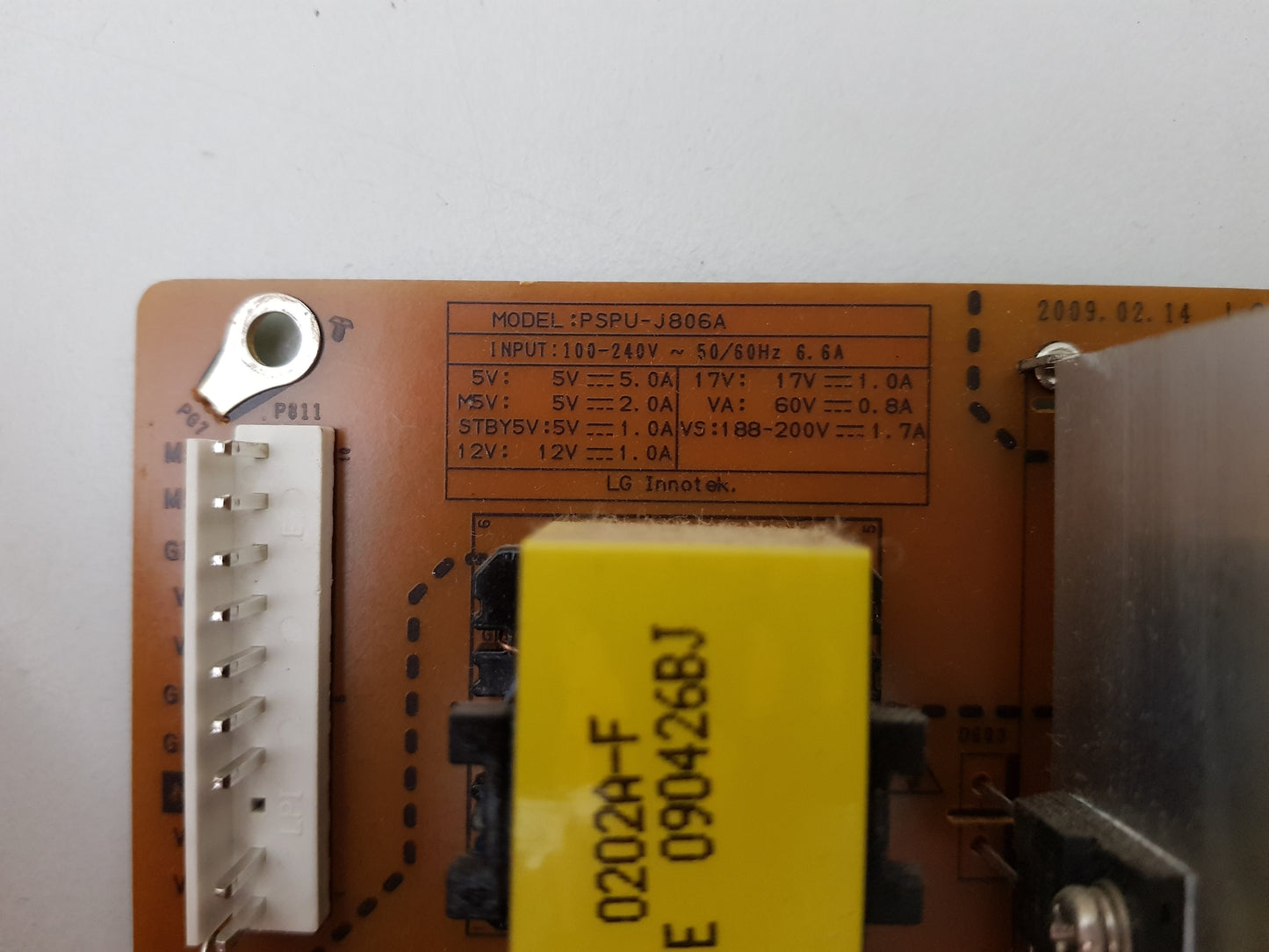 LG 50PQ20D POWER SUPPLY BOARD PSPU-J806A 2300KPG085C-F EAY58316301