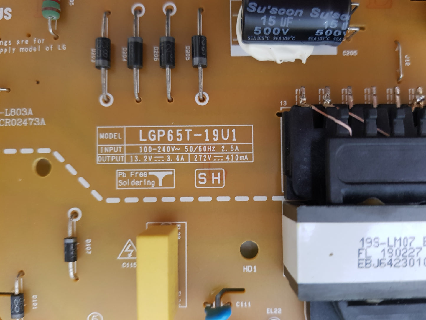 LG 65UM7600 POWER SUPPLY BOARD EAX68284201 1.6 EAY65228701 LGP65T-19U1