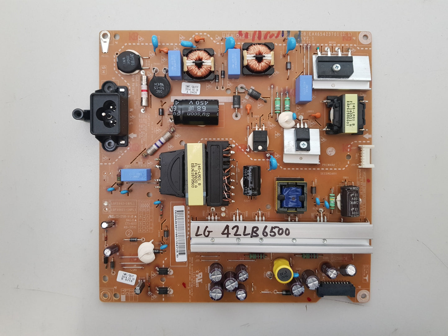 LG 42LB6500 POWER SUPPLY BOARD EAX65423701 (2.1) LGP3942-14PL1
