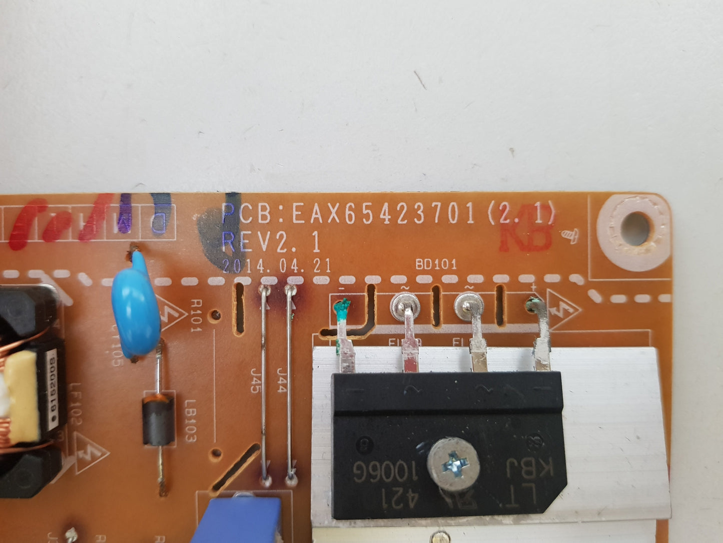 LG 42LB6500 POWER SUPPLY BOARD EAX65423701 (2.1) LGP3942-14PL1