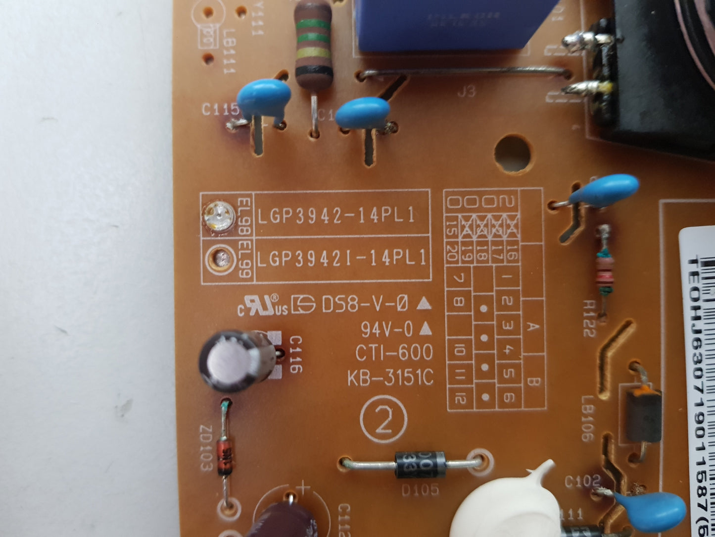 LG 42LB6500 POWER SUPPLY BOARD EAX65423701 (2.1) LGP3942-14PL1