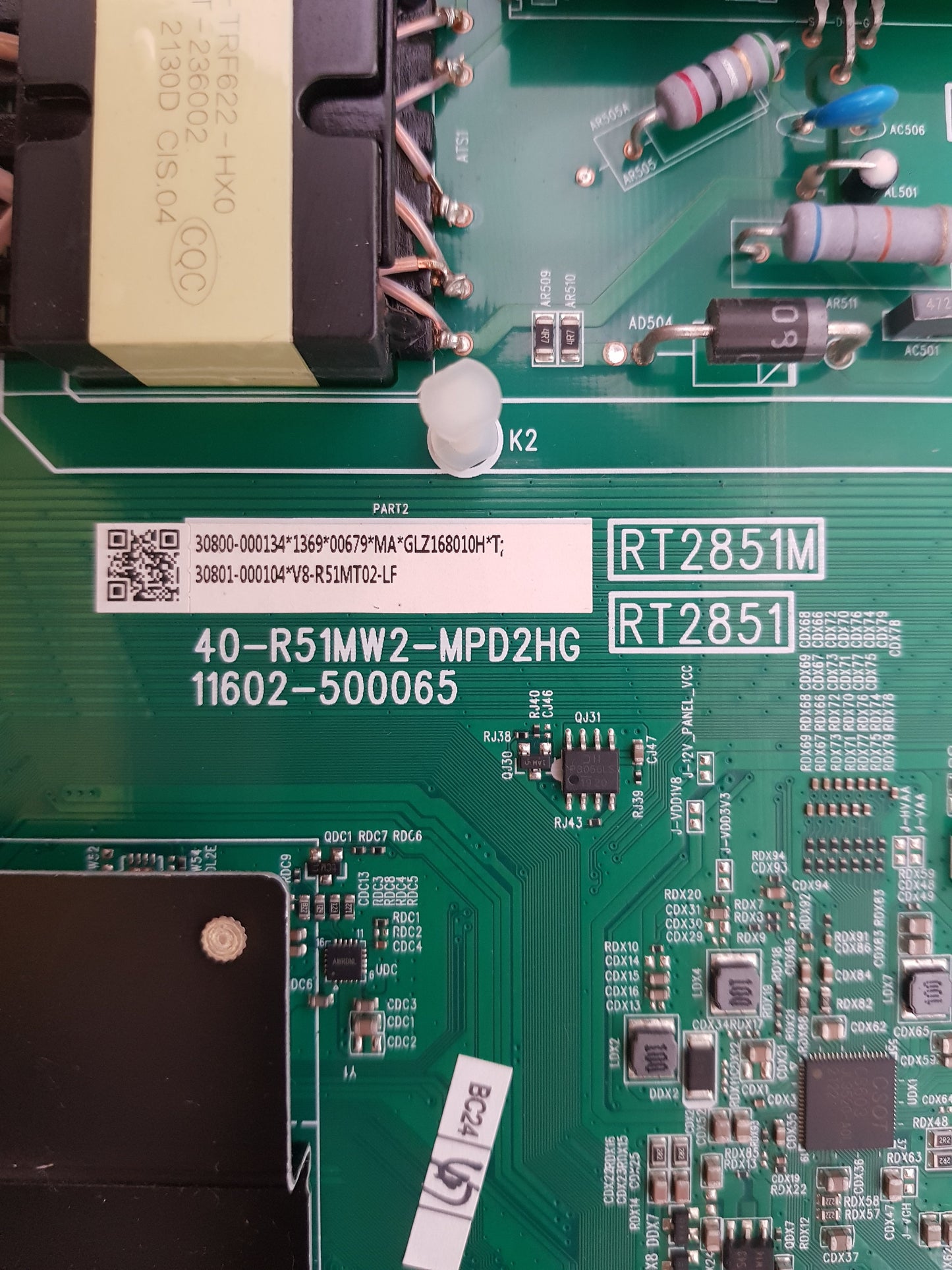GENUINE TCL 55P725 MAIN BOARD RT2851M 40-R51MW2-MPD2HG 30800-000134 30801-000104