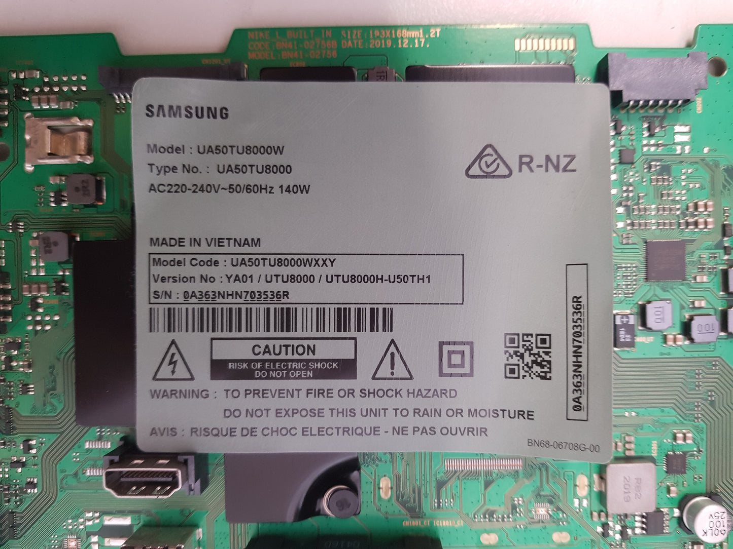 SAMSUNG UA50TU8000 WXXY (VER YA01) MAIN BOARD BN94-15769D BN94-15360N BN41-02756B