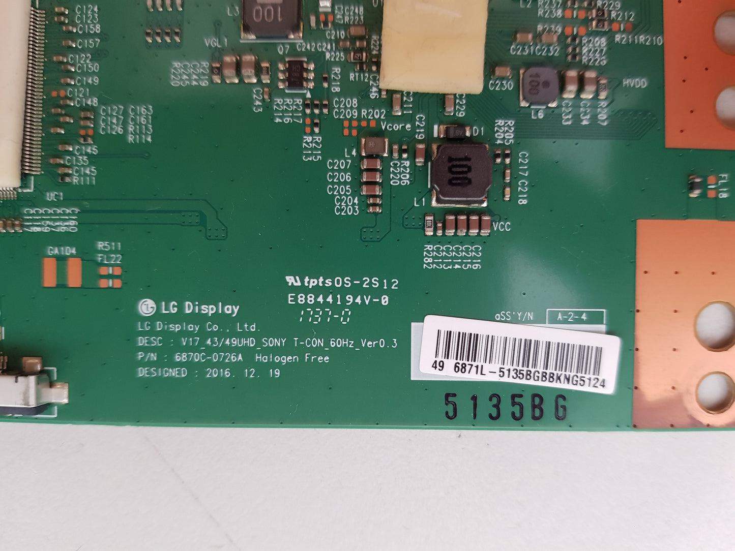SONY KD- 49X7000E T-CON BOARD 6871L-5135B 6870C-0726A