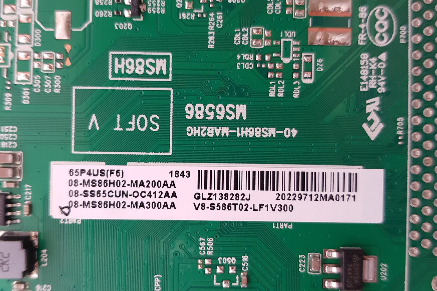 TCL 65P4US (F6) MAIN BOARD 40-MS861-MAB2HG MS6586 V8-S586T02-LF1V300