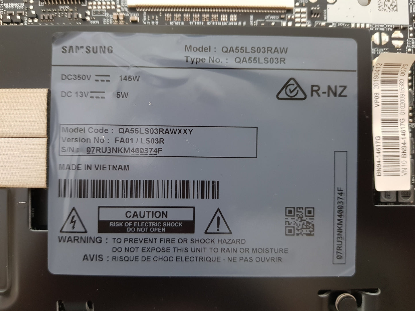SAMSUNG QA55LS03RAW XXY (VER FA01) MAIN BOARD BN94-14617G