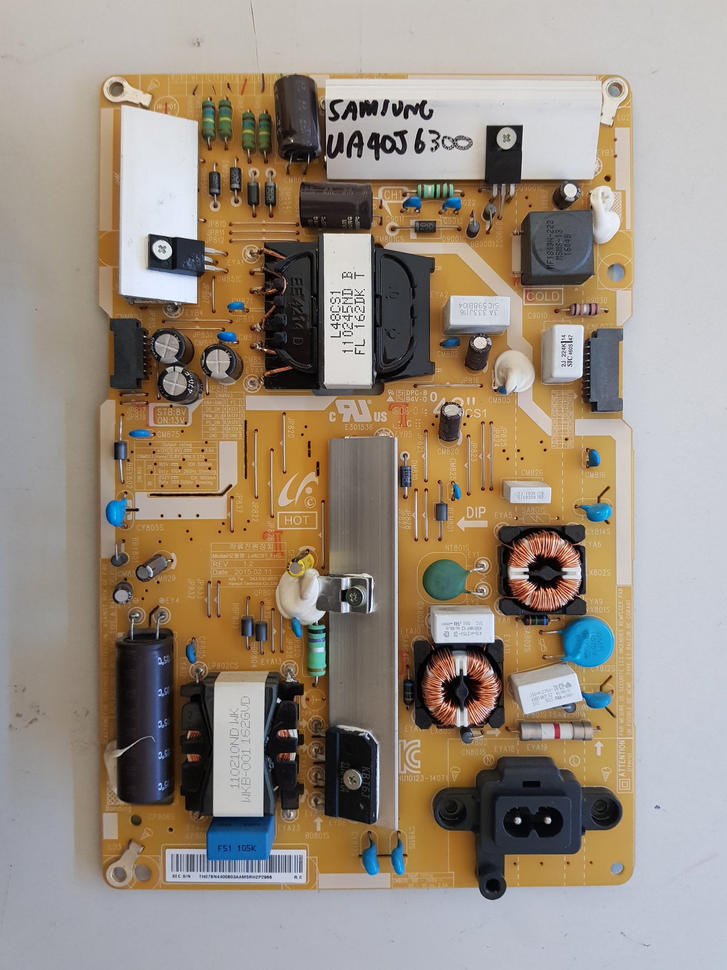 SAMSUNG UA40J6300 POWER SUPPLY BOARD BN44-00803A L48CS1_FHS