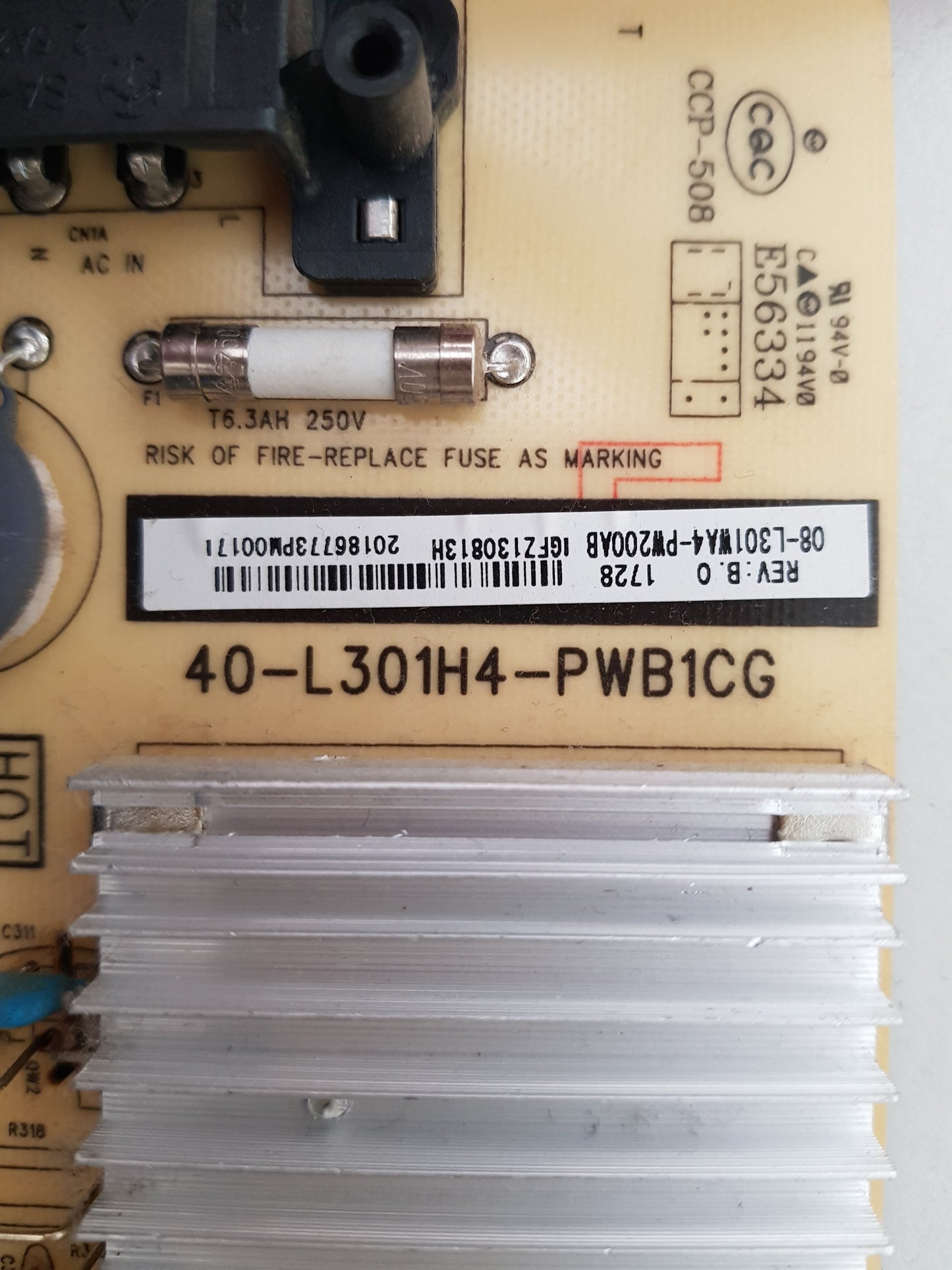 TCL 65E17USM POWER BOARD 08-L301WA4-PW200AB 40-L301H4-PWB1CG