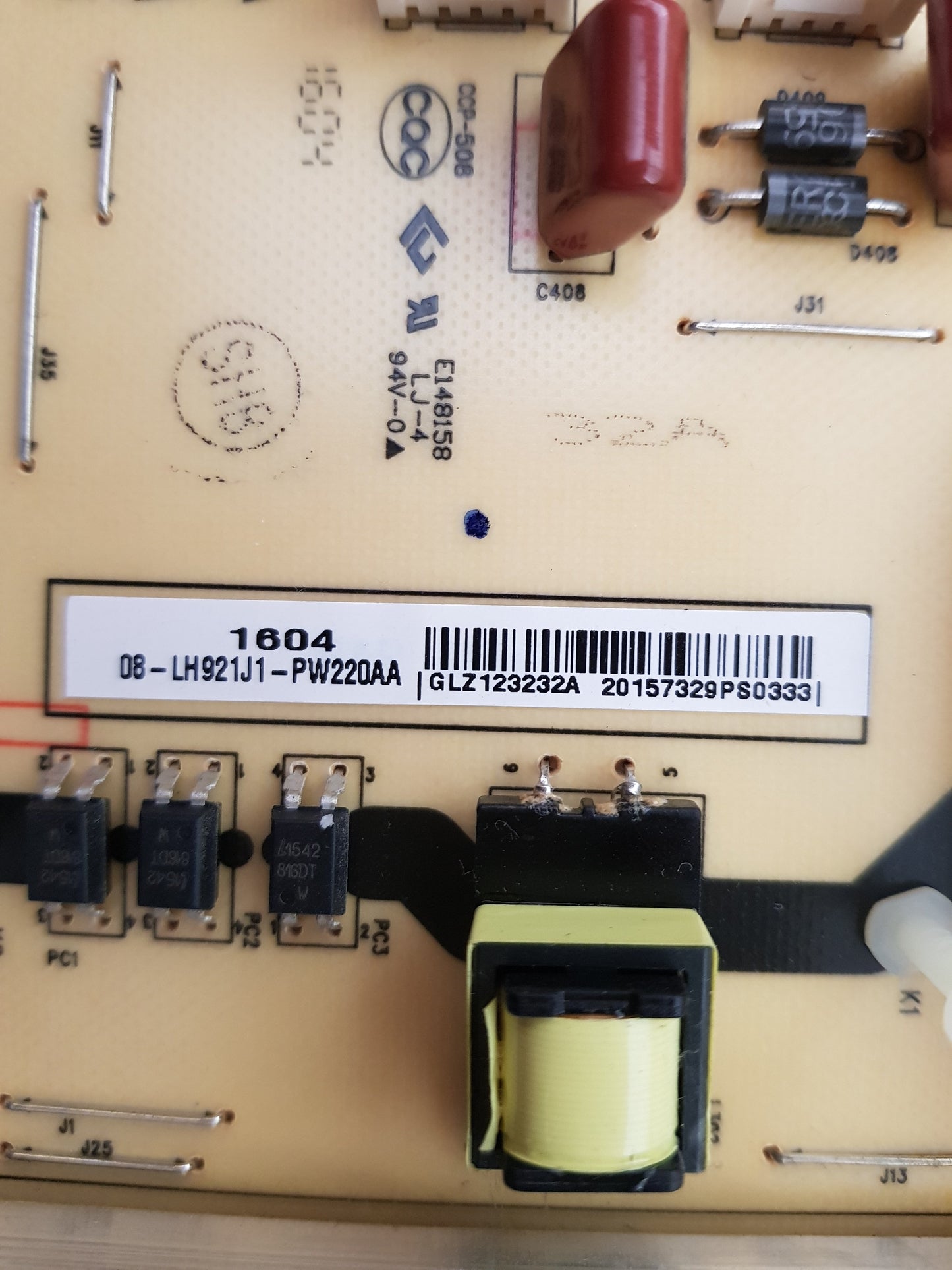 TCL 55E5900US POWER SUPPLY BOARD 40-LH9211-PWB1XG 08-LH921J1-PW2200AA