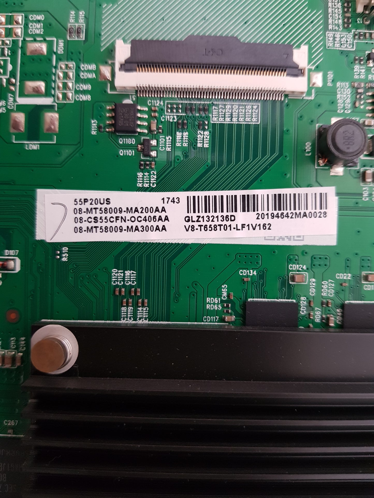 TCL 55P20US MAIN BOARD 40-MT58DU-MAB4HG 08-CS55CFN-OC406AA