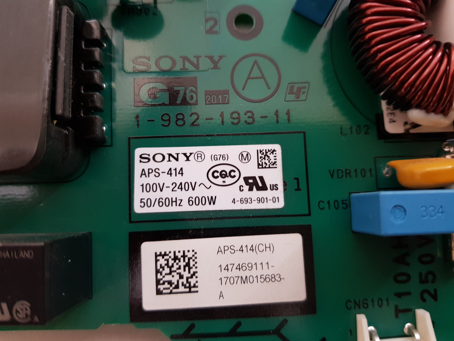 SONY KD- 65A1 POWER SUPPLY BOARD APS-414 (CH) G76 1-982-193-11
