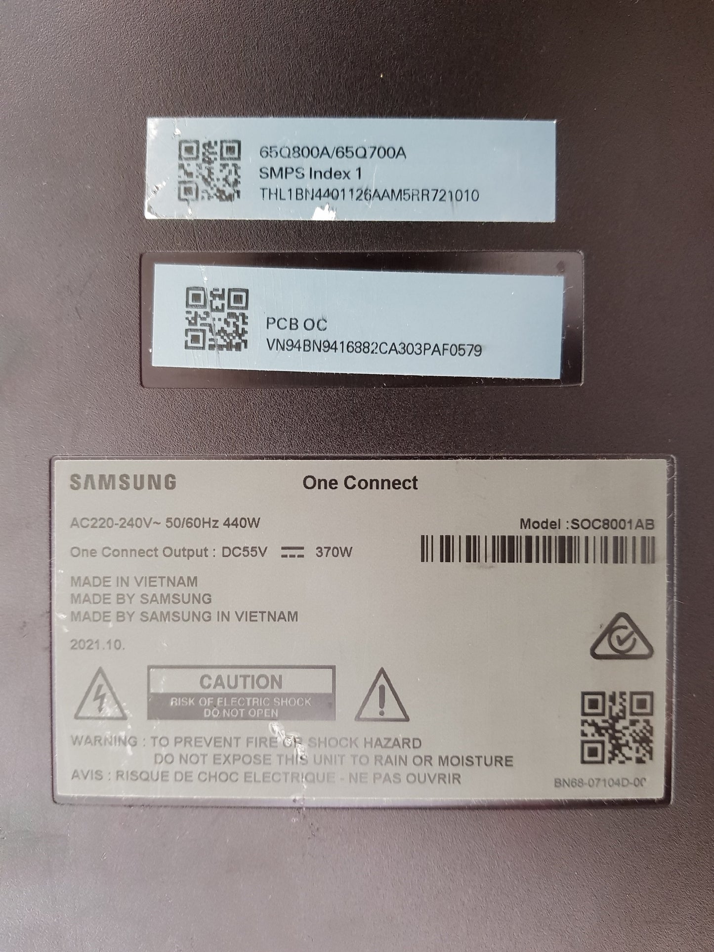 SAMSUNG 65Q800A 65Q700A ONE CONNECT BOX & CABLE BN94-16882C BN44-01126A SOC8001AB