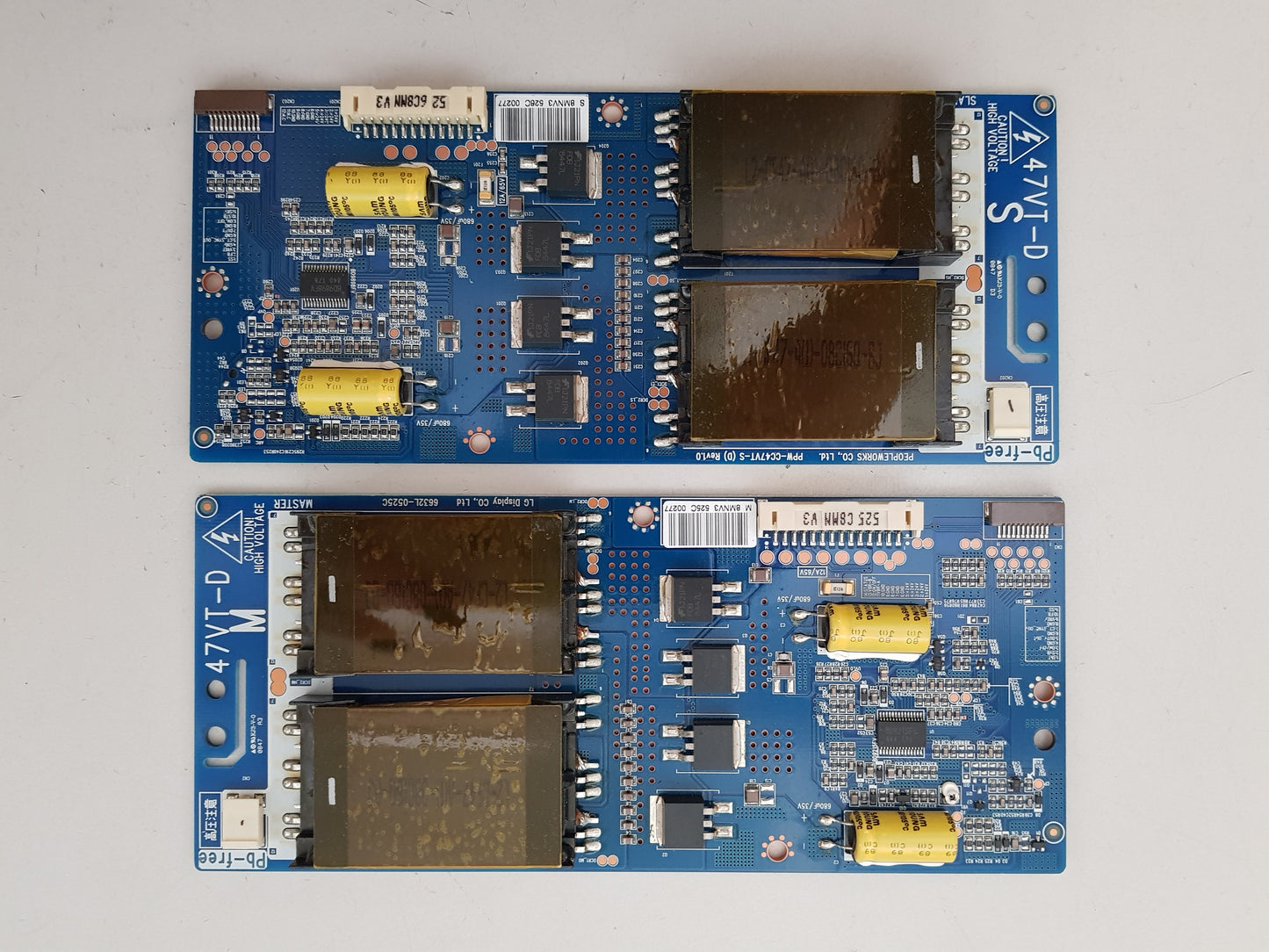 LG 47LG70YD INVERTER BOARD/S MASTER 6632L-0525C PPW-CC47VT-M & SLAVE 6632L-0526C PPW-CC47VT-S