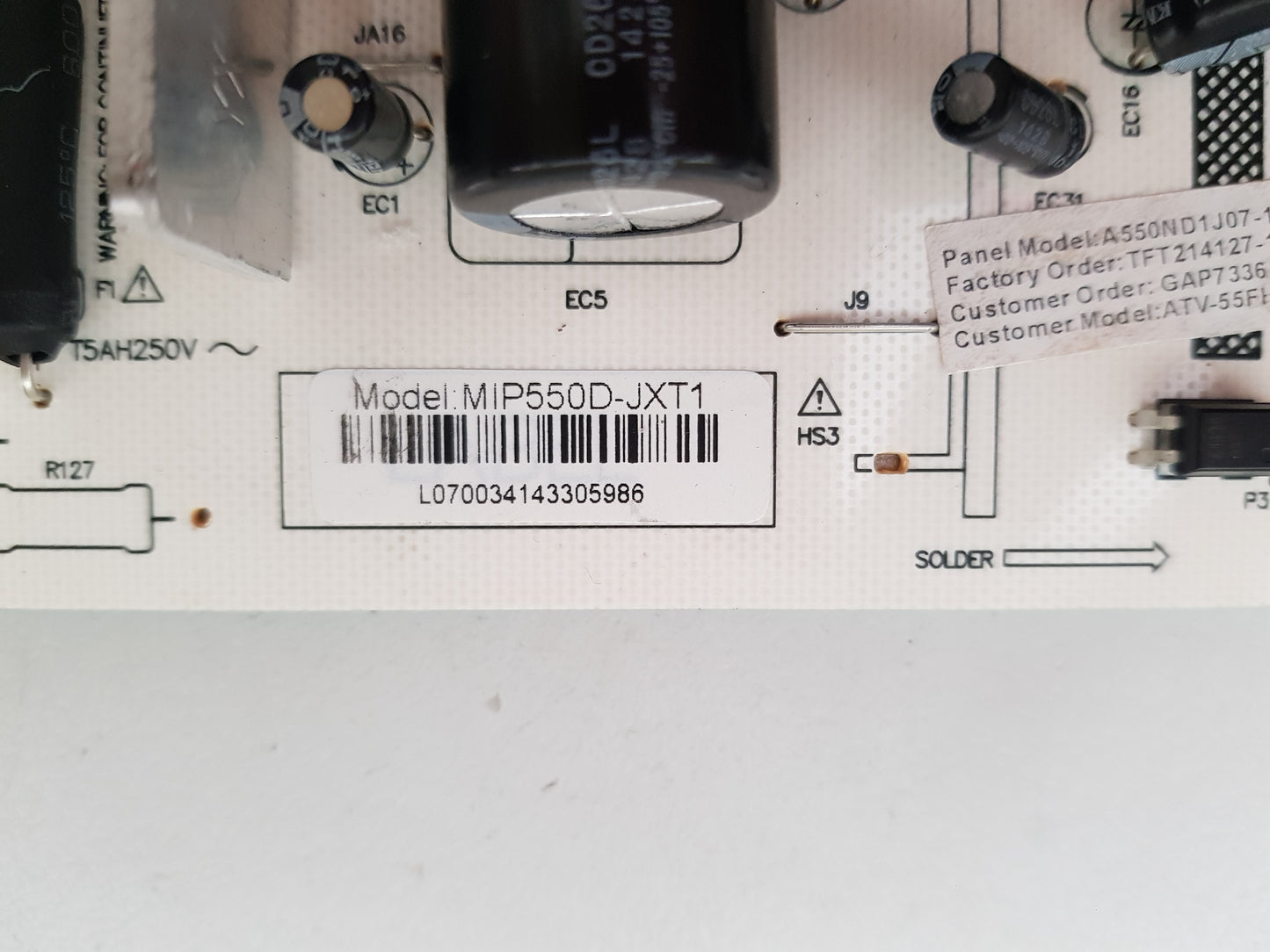 BAUHN ATV55FHDED POWER SUPPLY BOARD MIP550D-JXT1