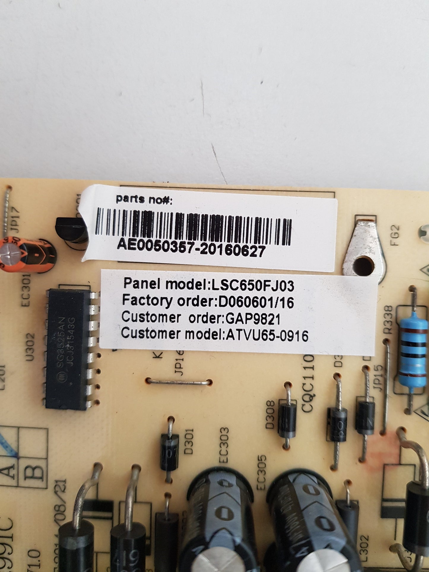 BAUHN ATVU65-0916 POWER SUPPLY BOARD ER991C ER991C-A-245300-P08
