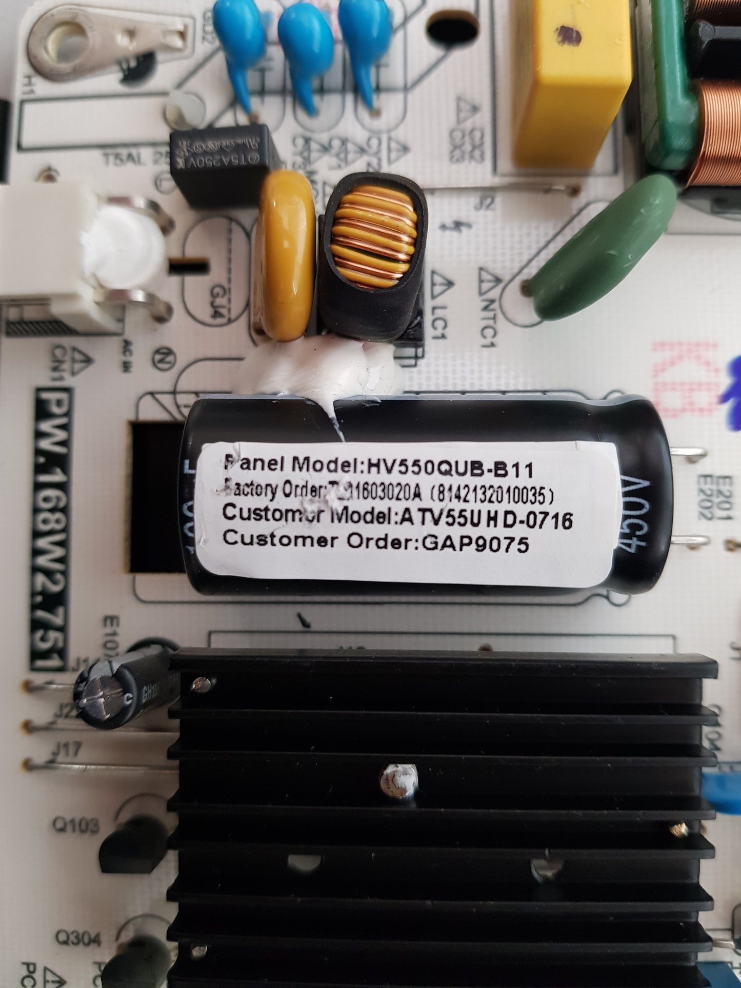 BAUHN ATV55UHD-0716 POWER SUPPLY BOARD PW.168W2.751 A16043315