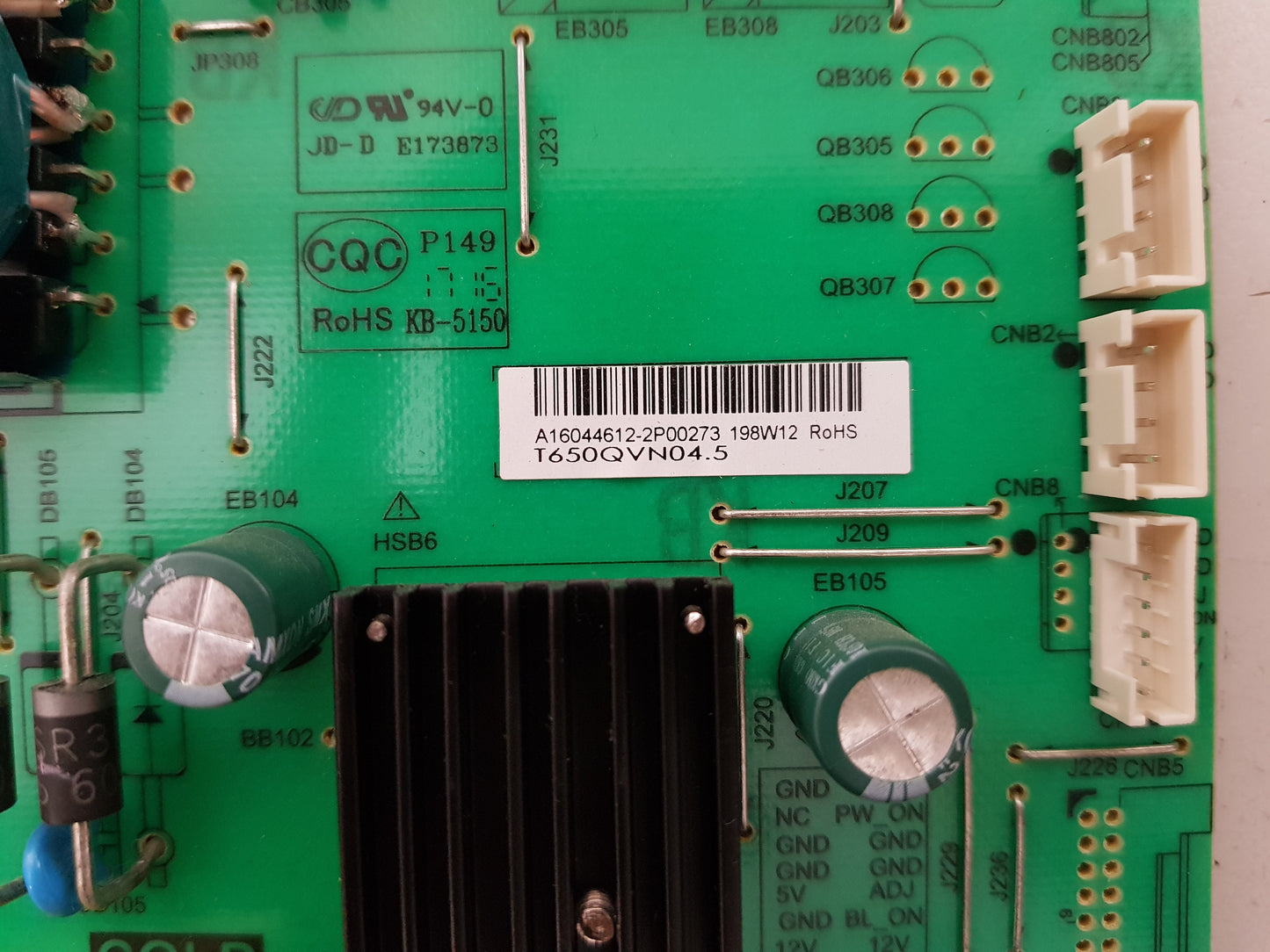 BAUHN ATVS65-0716 POWER SUPPLY BOARD P.SWP.198HM.1