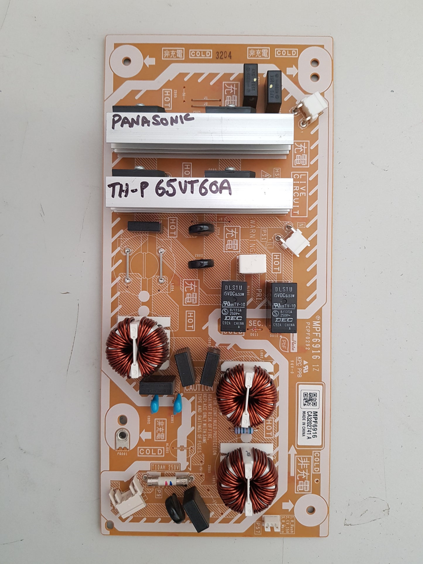 PANASONIC TH-P 65VT60A SUB POWER BOARD P BOARD MPF6916 PCPF0292