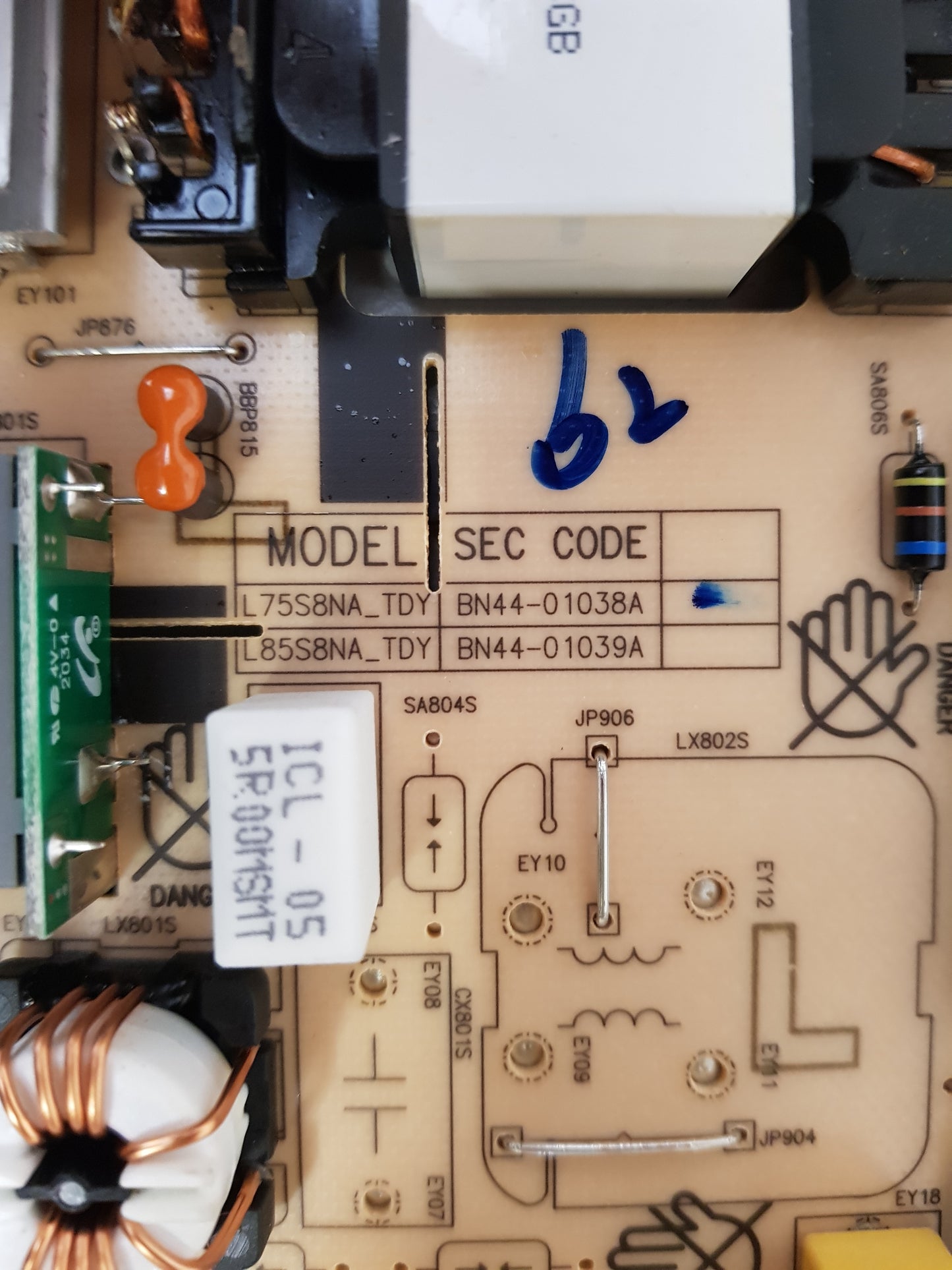 SAMSUNG QA75Q80TAW POWER SUPPLY BOARD BN44-01038A L75S8NA_TDY