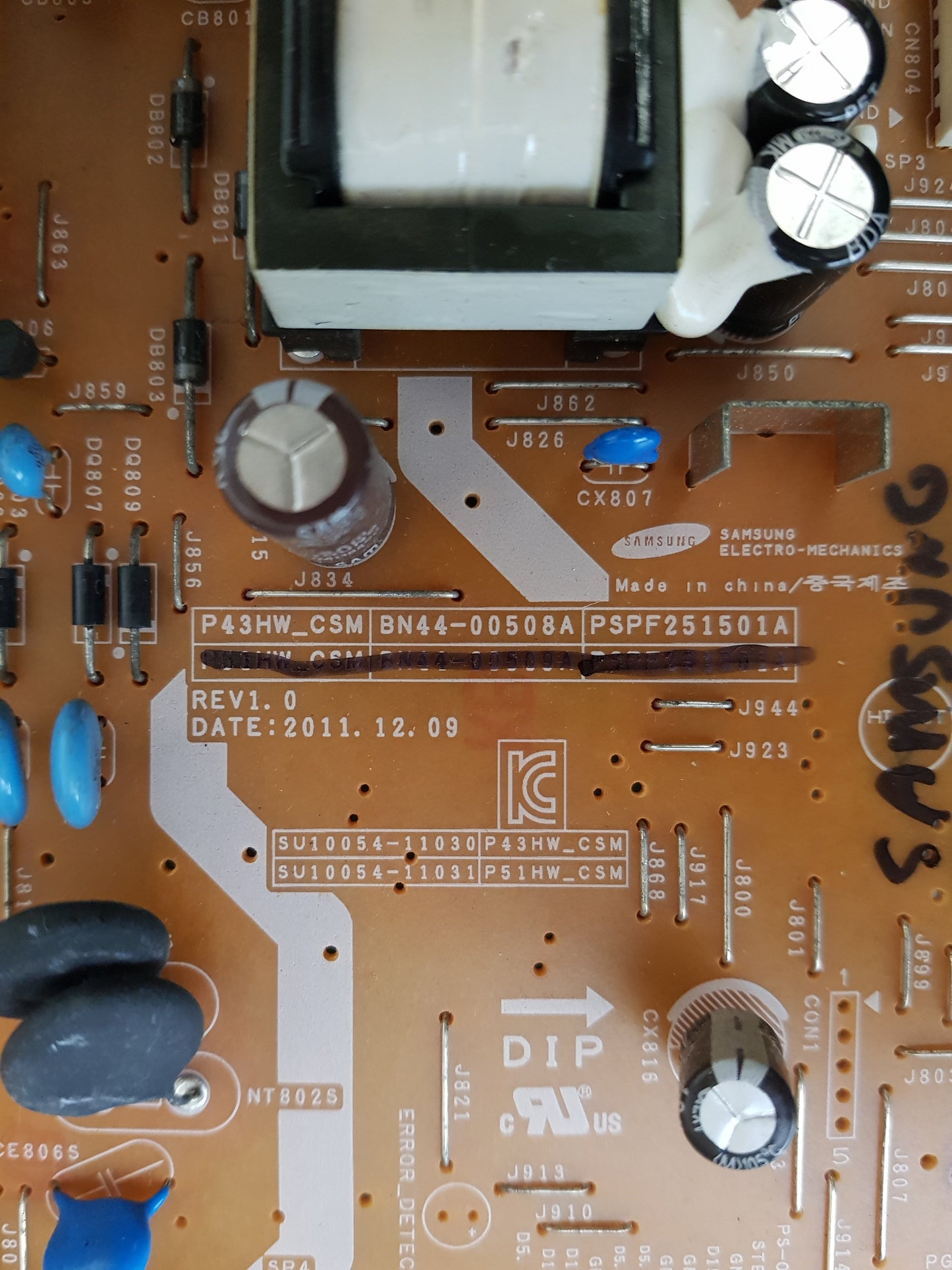SAMSUNG PS43E450A POWER SUPPLY BOARD BN44-00508A PSPF251501A P43HW_CSM
