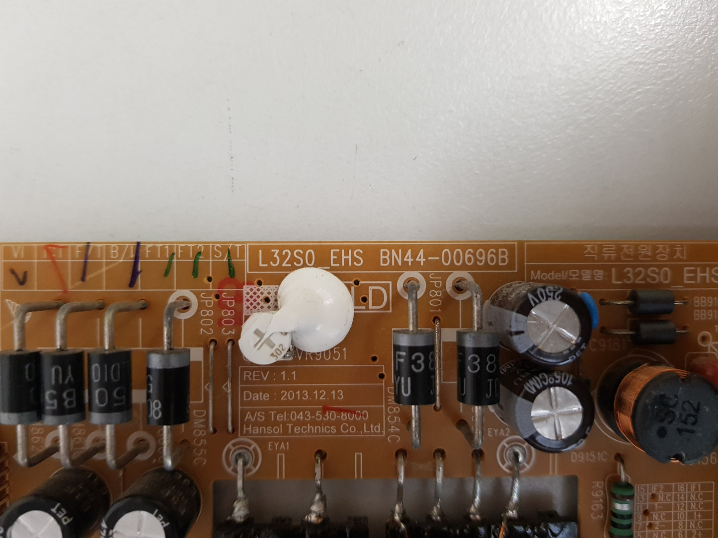 SAMSUNG UA32H4000 POWER SUPPLY BOARD BN44-00696B L32S0_EHS