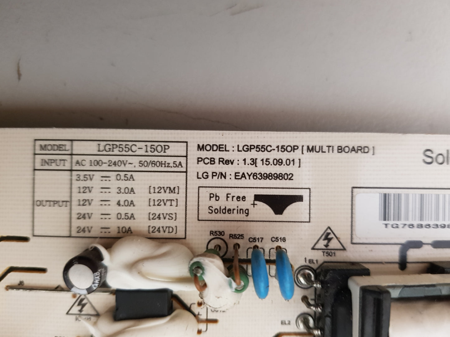 LG 55EG910T POWER SUPPLY BOARD EAY63989802 LGP55C-15OP