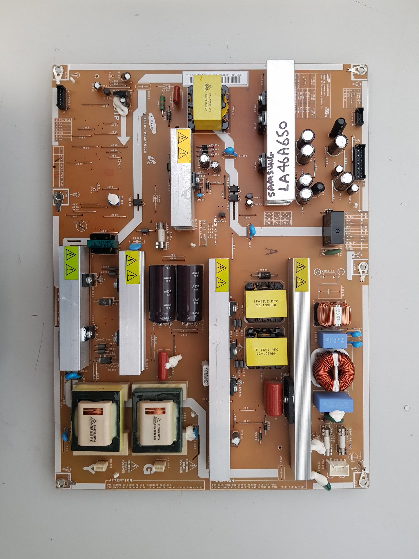 SAMSUNG LA46A550 POWER SUPPLY BOARD BN44-00202A IP-271135A