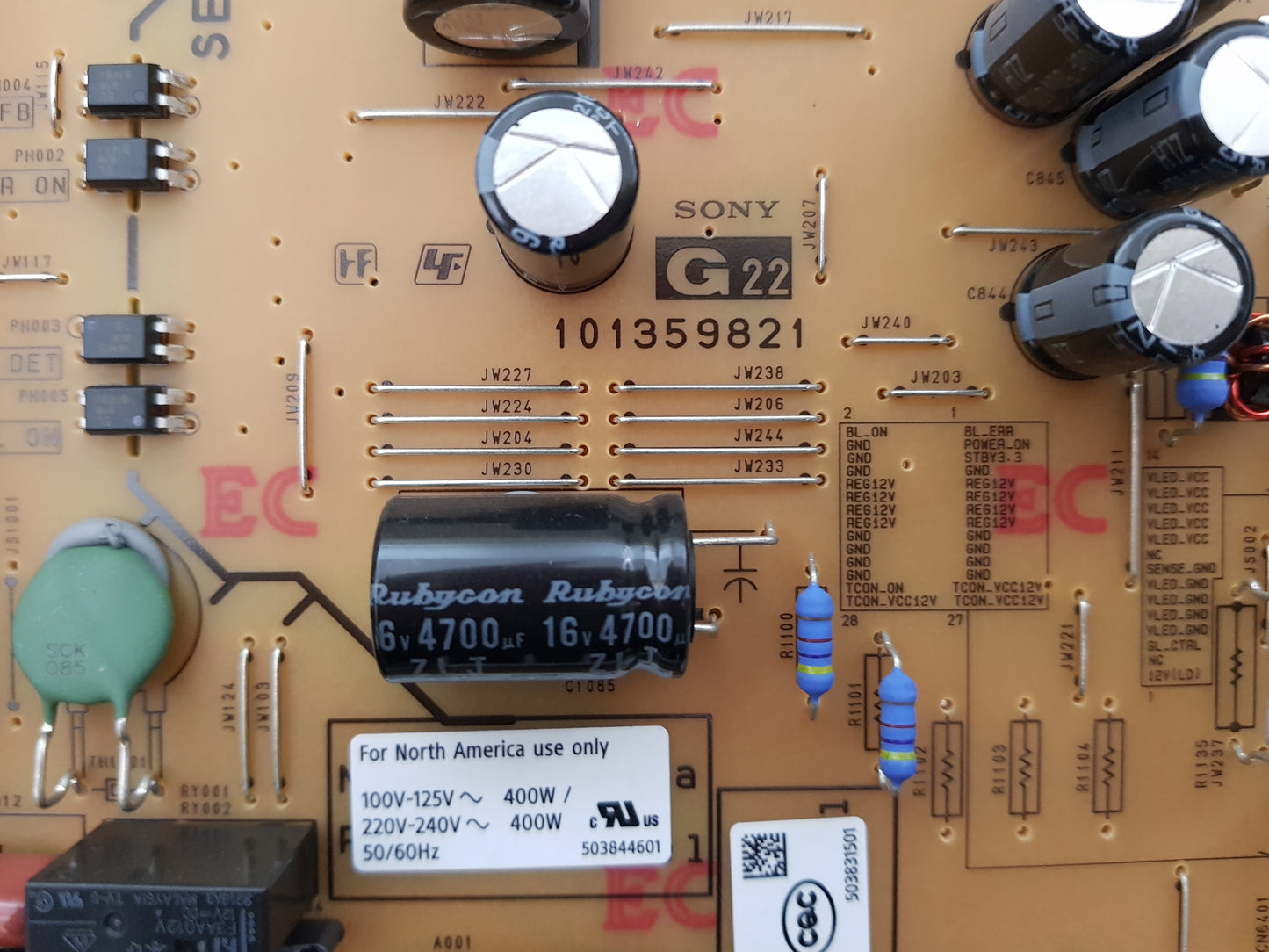 SONY XR- 65X90K POWER SUPPLY BOARD G22 101359821 APS-440 101361961