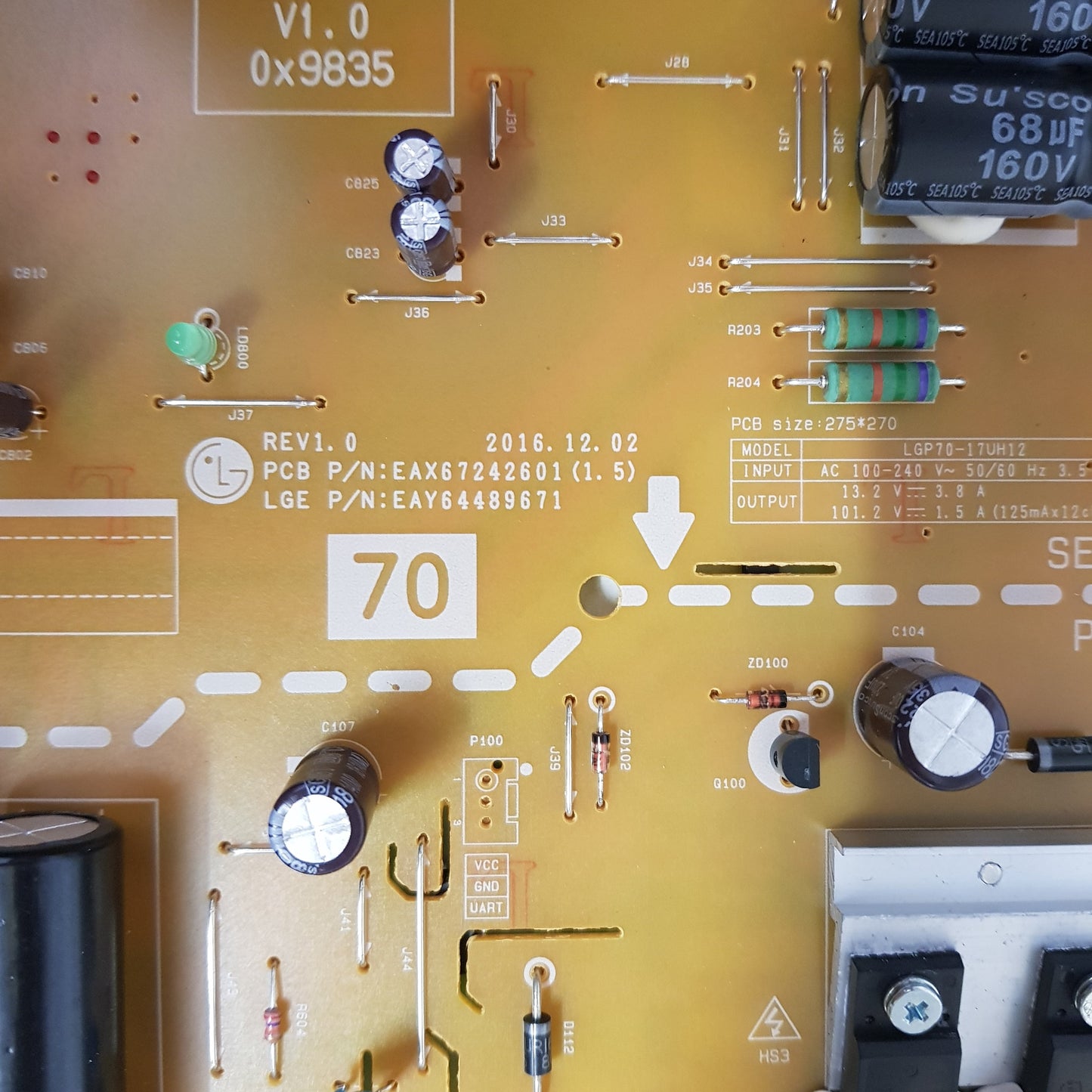 LG 70UJ657T 70UK6540 POWER SUPPLY BOARD EAX67242601 EAY64489671