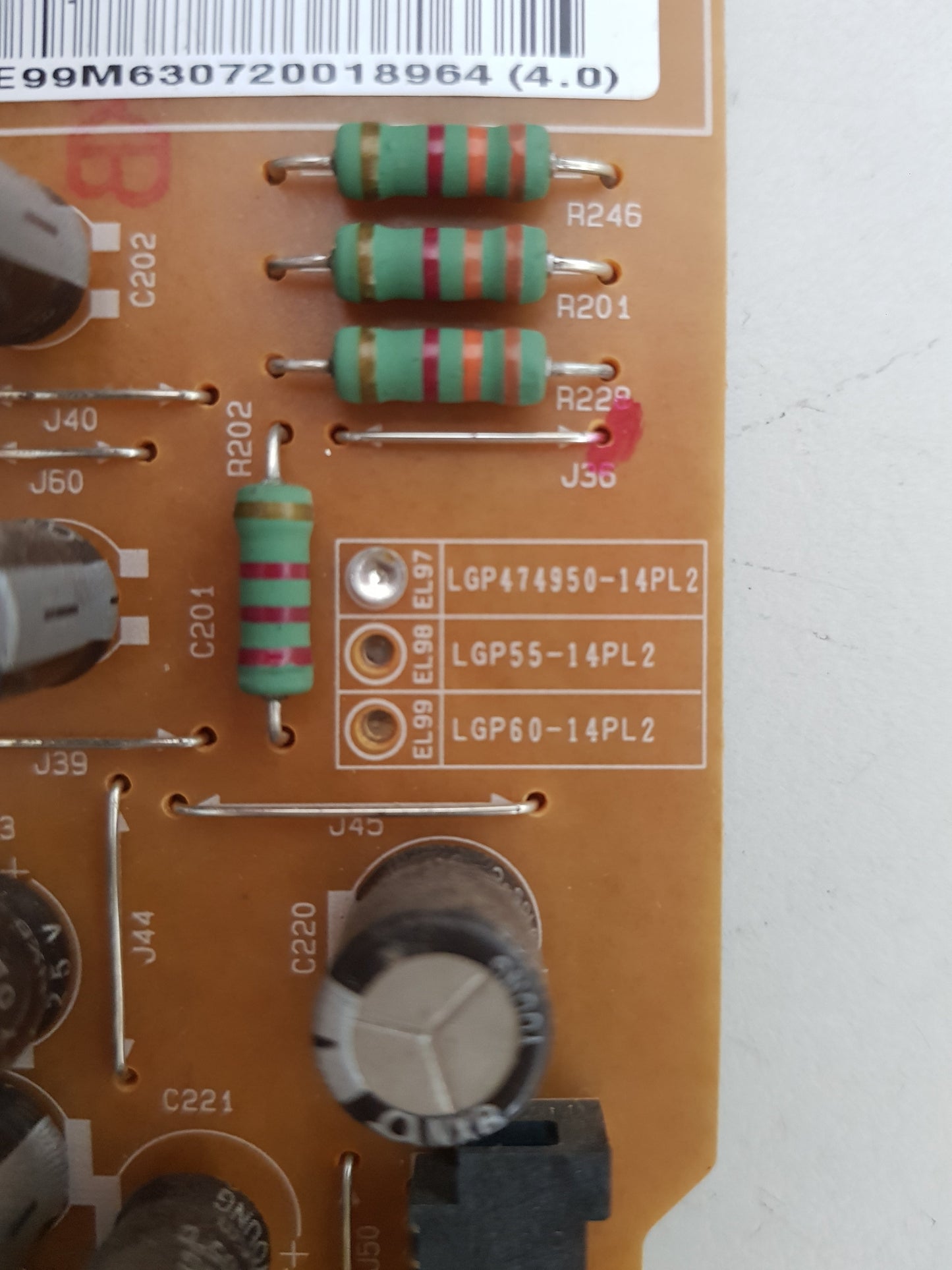 LG 50LB5820 POWER SUPPLY BOARD EAY63072001 EAX65423801 2.2 LGP474950-14PL2