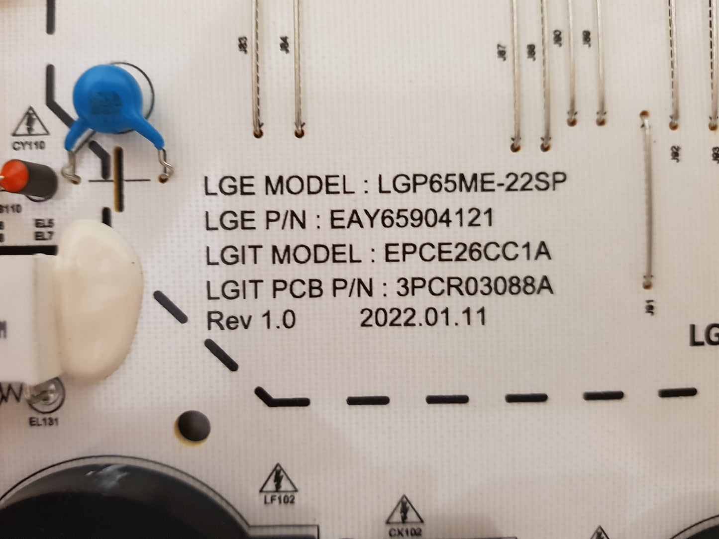 LG 65QNED85SQA POWER SUPPLY BOARD LGP65ME-22SP EAY65904121 EPCE26CC1A 3PCR03088A