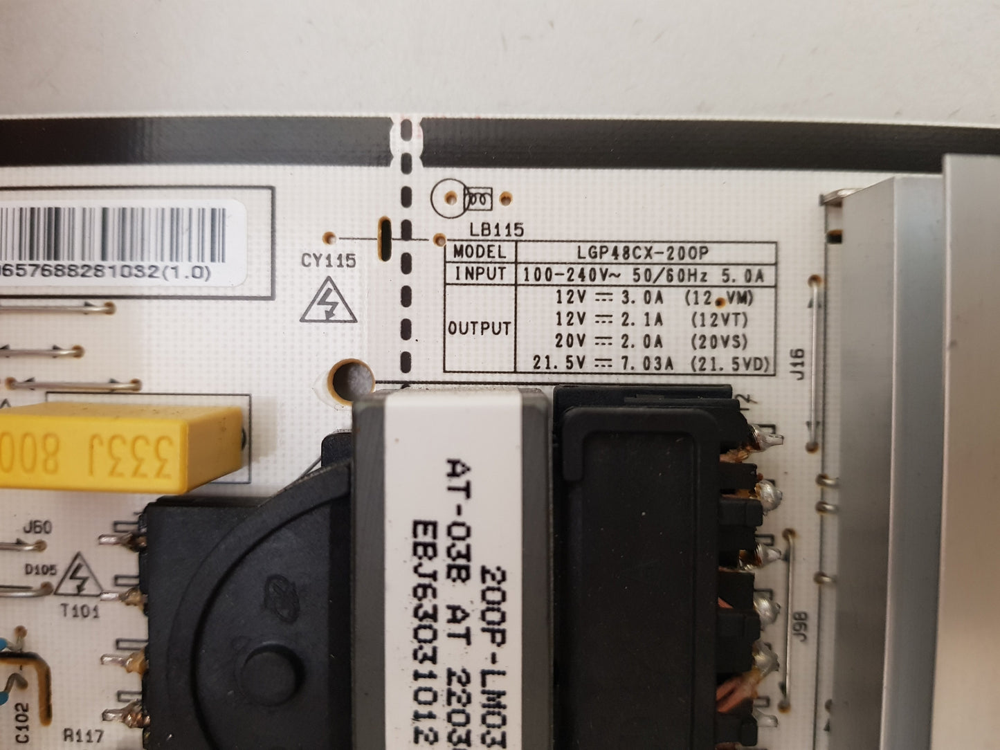 LG OLED 48C2PSA POWER SUPPLY BOARD EAX69117405 1.0 EAY65768828 EPCA26CC1B 3PCR03067C LGP48CX-20OP