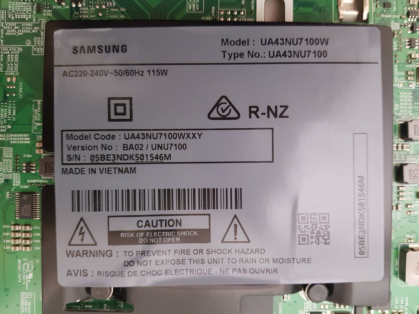SAMSUNG UA43NU7100 WXXY (VER BA02) MAIN BOARD BN41-02635A BN94-12797M