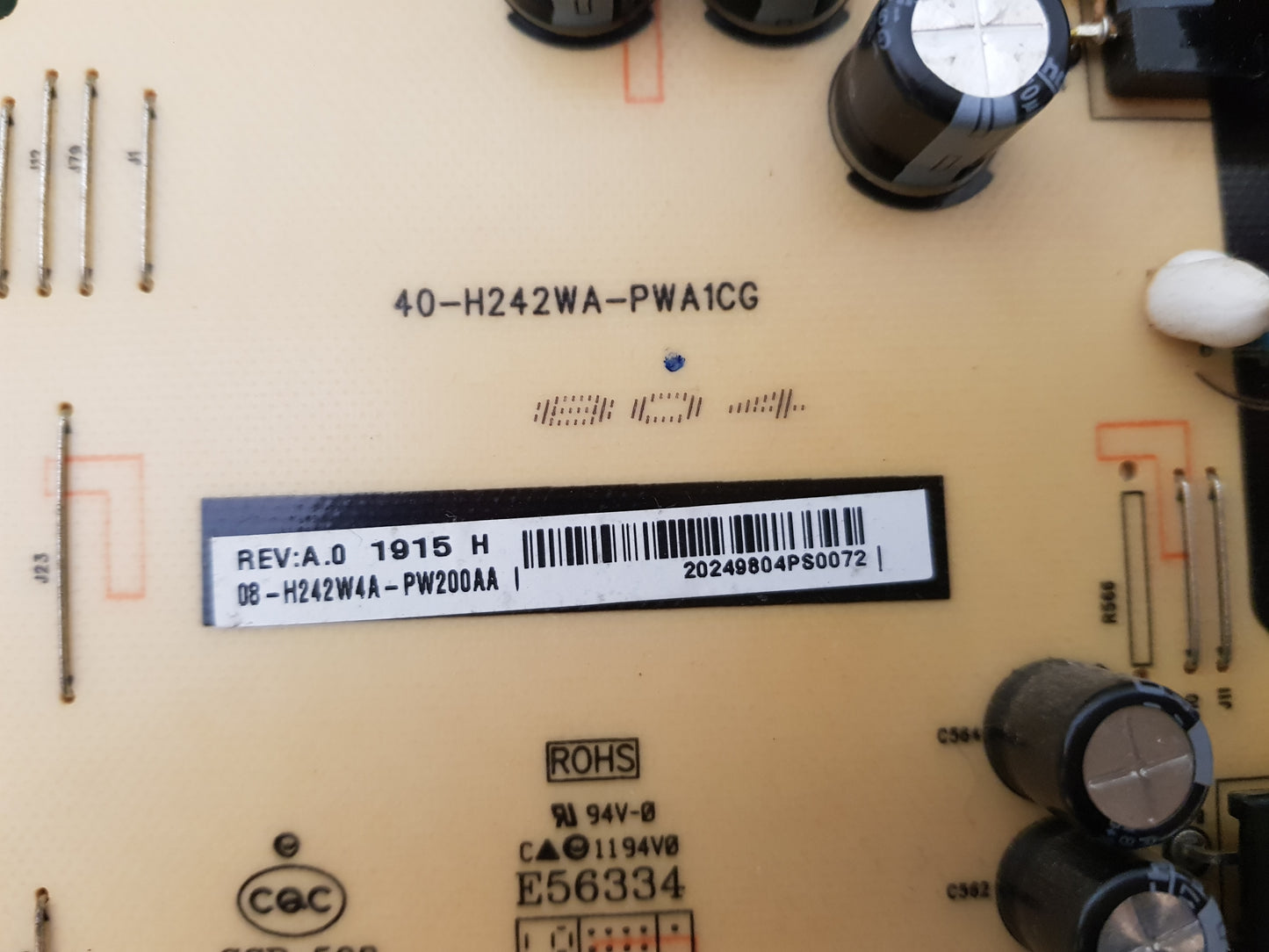 TCL 65X7 POWER SUPPLY BOARD 08-H242W4A-PW200AA 40-H242WA-PWA1CG