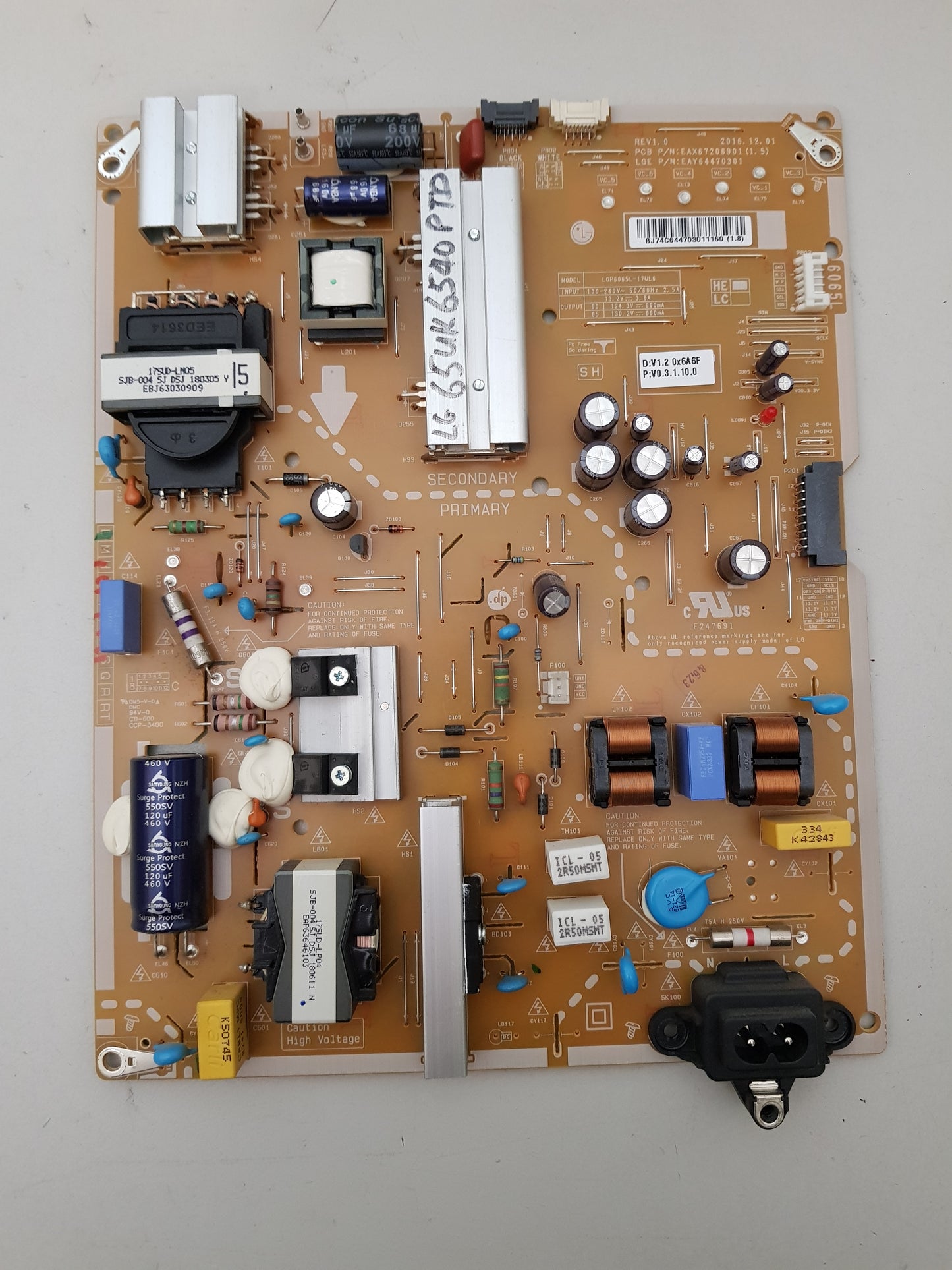 LG 65UK6540PTD POWER SUPPLY BOARD LGP6065L-17UL6 EAY64470301 EAX67206901 (1.5)