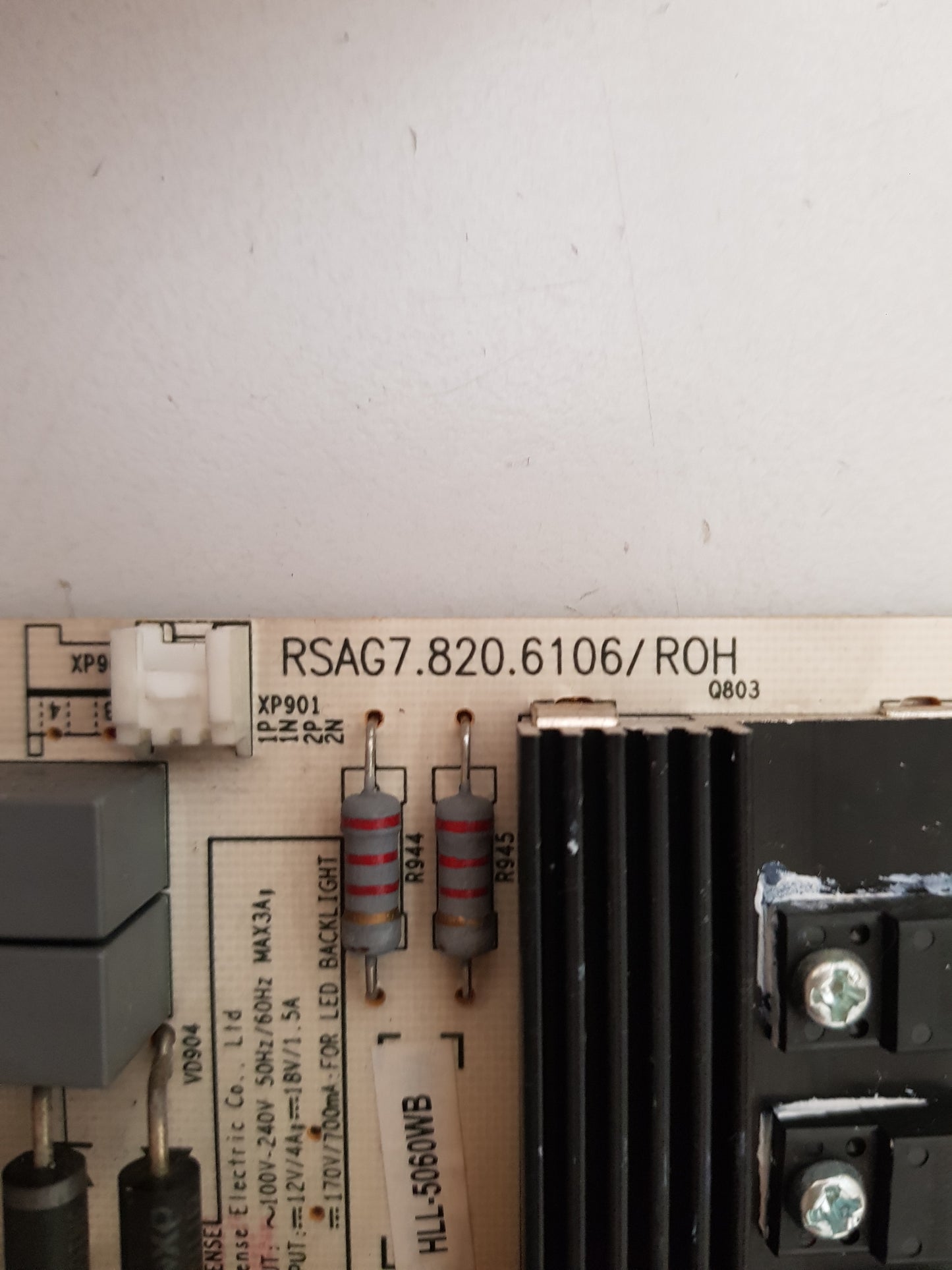 HISENSE 58K322UW POWER SUPPLY BOARD RSAG7.820.6106 HLL-5060WB 184913