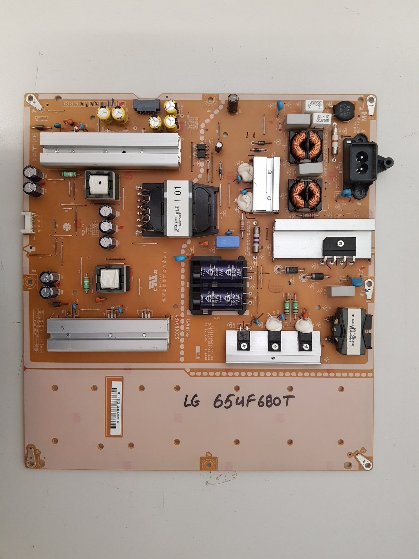 LG 65UF680T POWER SUPPLY BOARD LGP65E-15UL2 EAX66510701 1.6 EAY63989301