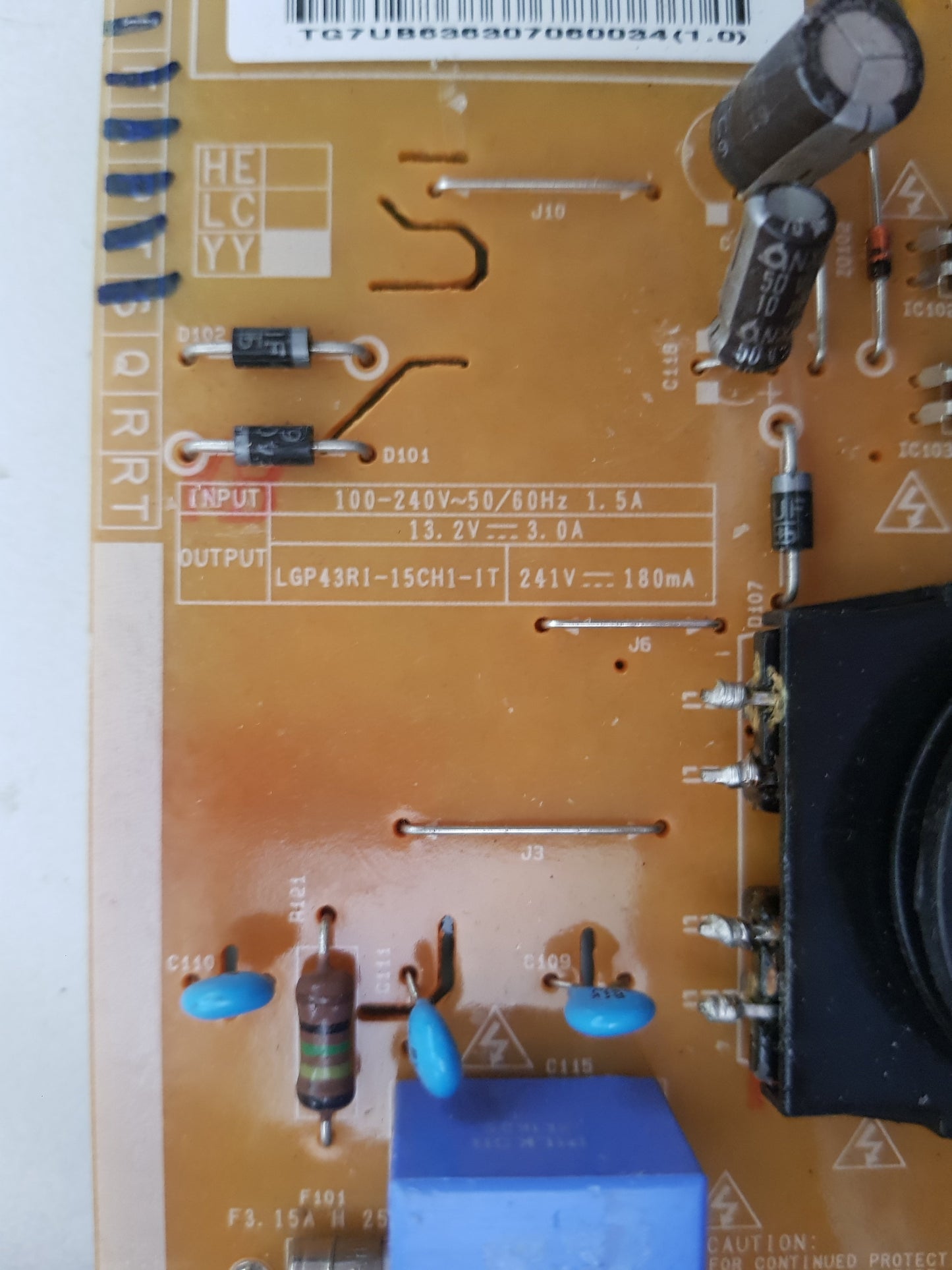 LG 43SM5KB POWER SUPPLY BOARD EAX66232506 1.1 LGP43RI-15CH1-IT EAY63630706