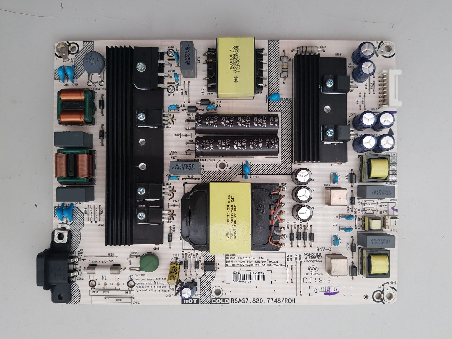 HISENSE 58P5 POWER SUPPLY BOARD RSAG7.820.7748 HLL-4360WN 227047
