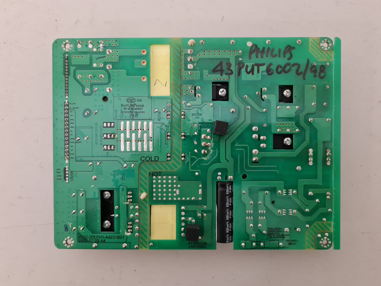 PHILIPS 43PUT6002/98 POWER SUPPLY BOARD K-PL-FH1 2004761 4702-2PLFH1-A4231B01