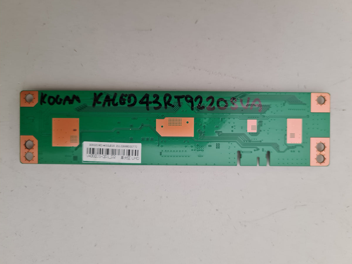 KOGAN KALED43RT9220SVA T-CON BOARD 309021WDX430U015 V430DJ1-Q01_D2