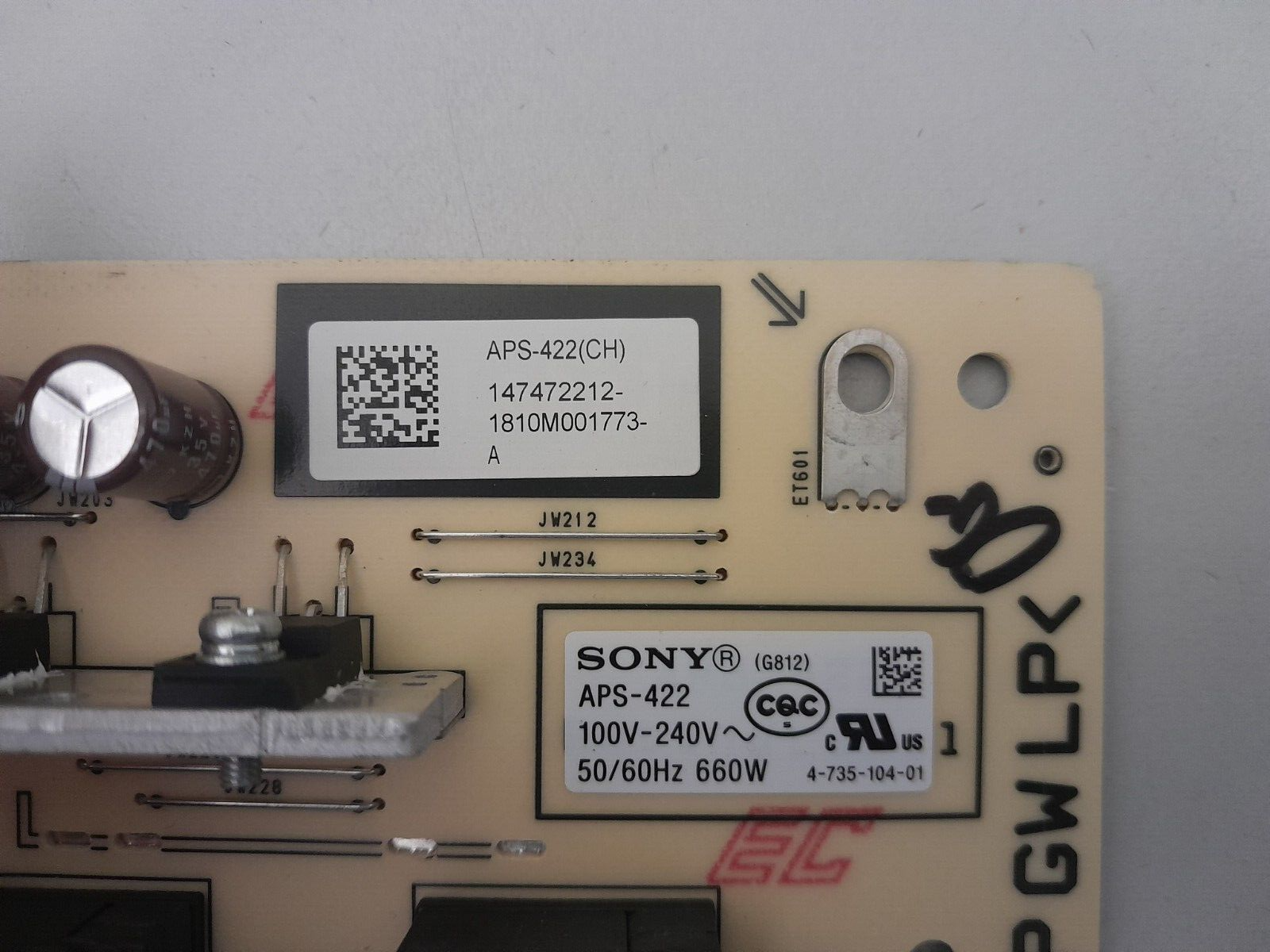 GENUINE SONY KD 55A8F POWER SUPPLY BOARD G812 APS-422 147472212 1-983-477-13