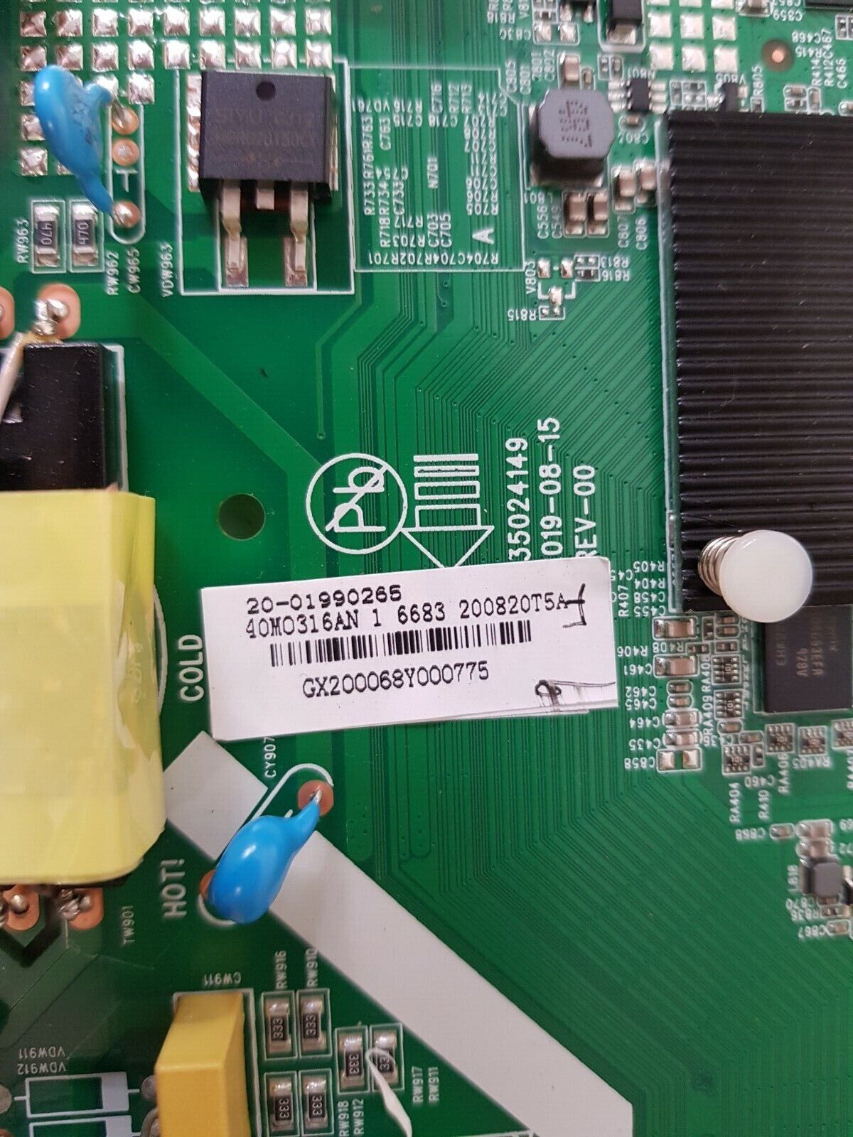 GENUINE DEVANTI STV-316-FHD-40-BK MAIN BOARD 40MO316AN 1 6683 200820T5A