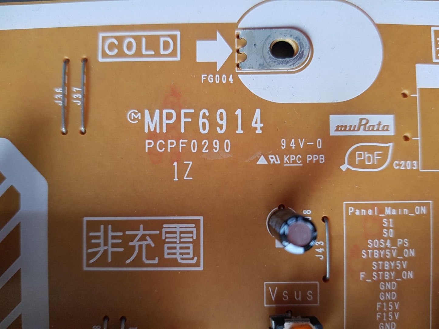 GENUINE PANASONIC THP60ST50A POWER SUPPLY BOARD MPF6914 CA2700347 A PCPF0290
