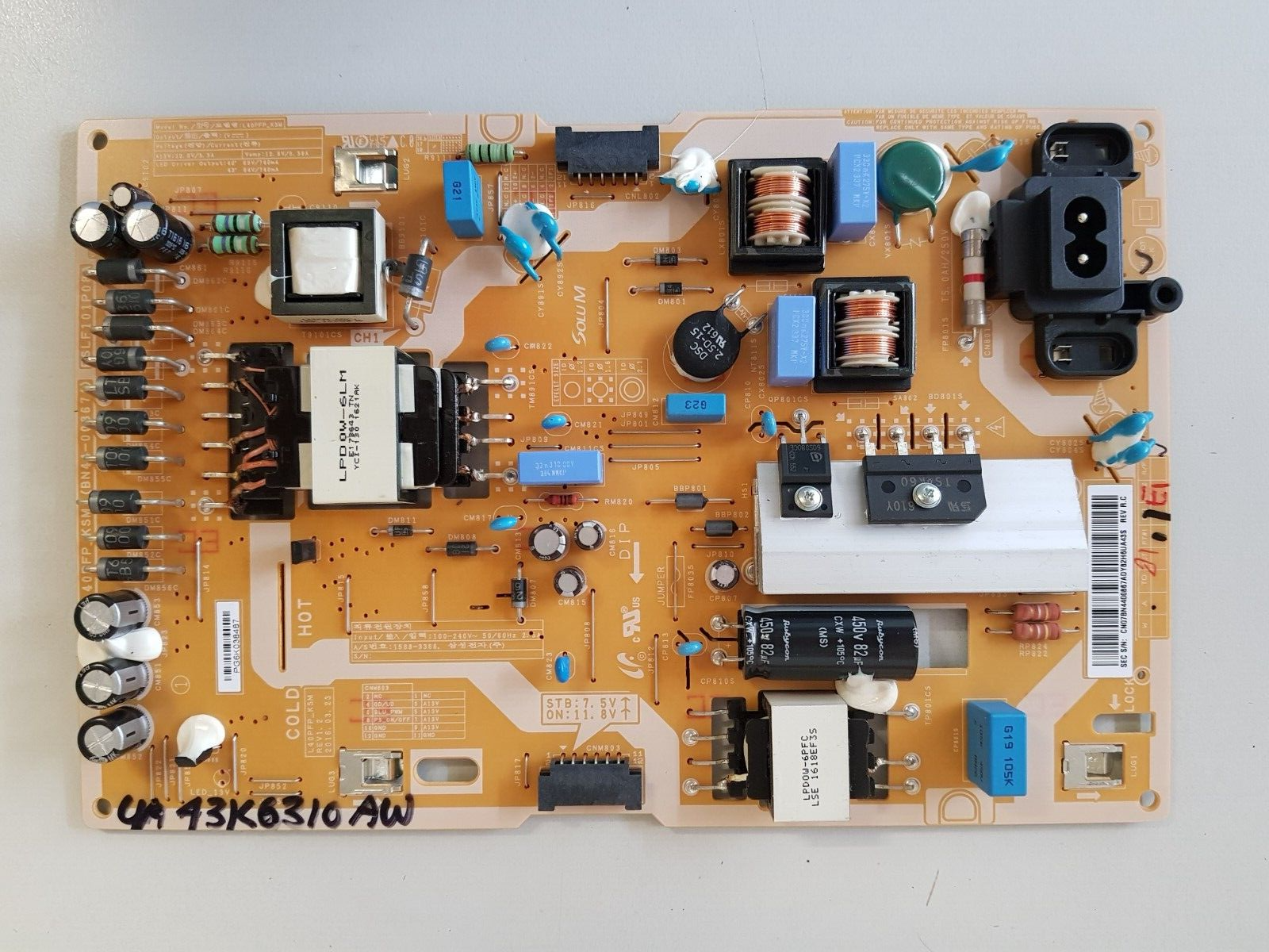 GENUINE SAMSUNG UA43K5310 POWER SUPPLY BOARD BN44-00867A L40PFP_KSM PSLF101P08A